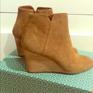 Susina Camel Suede Wedge Booties